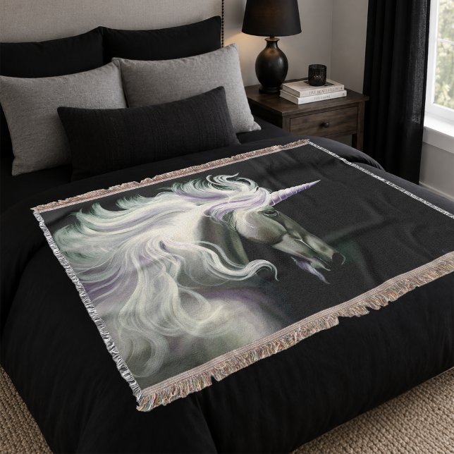 Couverture Licorne Blanche Élégante Crinière Fluide Fantaisie (Créateur téléchargé)
