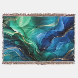 Couverture Lignes fluides bleu vert profond