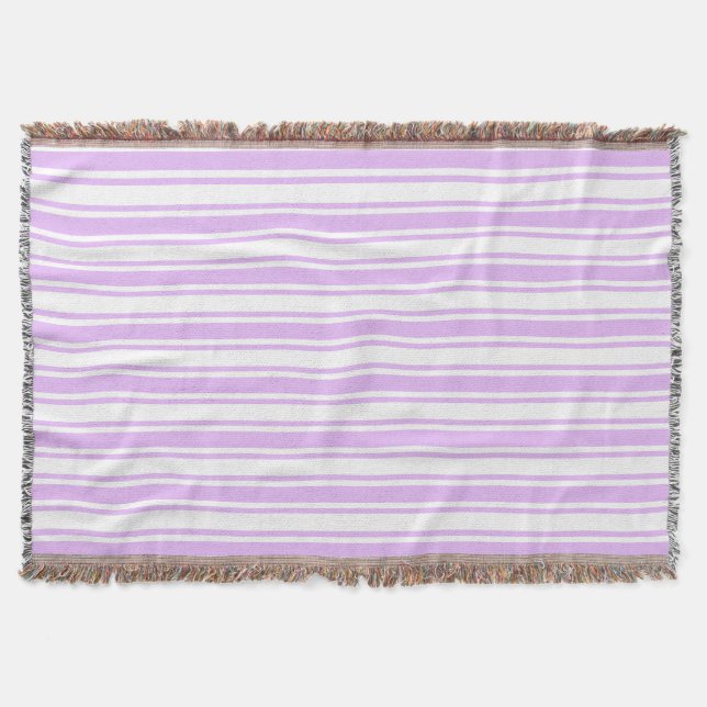 Couverture Lilac violet et blanc bonbons rayures (Devant)