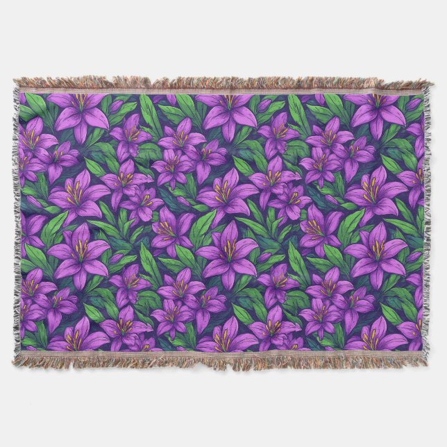 Couverture Lilias Violets Vifs Avec Feuilles Vertes (Devant)