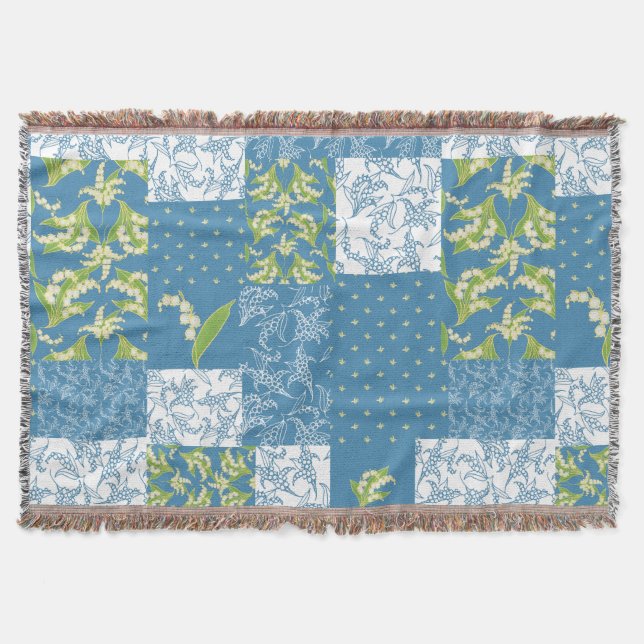 Couverture Lily-of-the-Valley Faux Patchwork bleu (Devant)