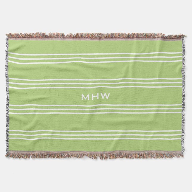 Couverture Lime Green Stripes personnalisé monogramme jeter c (Devant)