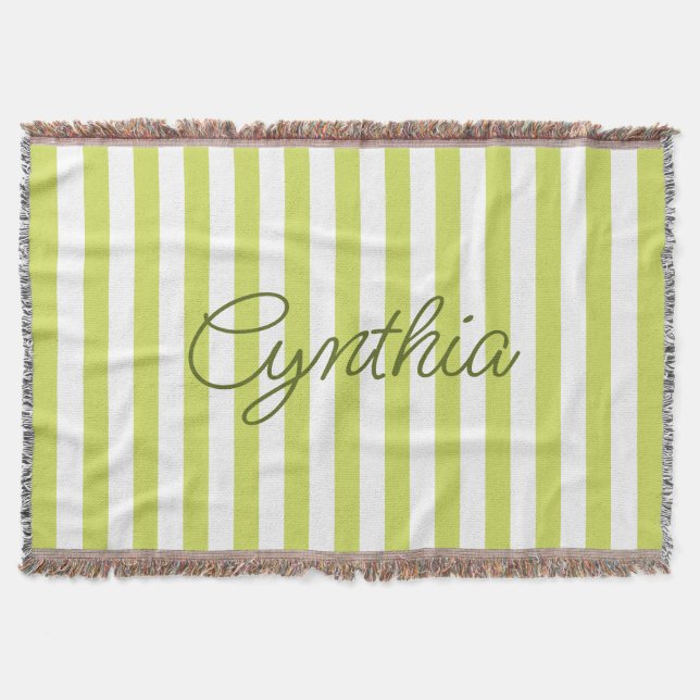 Couverture Lime Pâle Moderne Rayure Personnalisée (Devant)