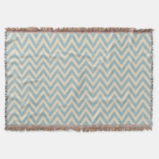 Couverture Linge rustique Beige et bleu Chevron