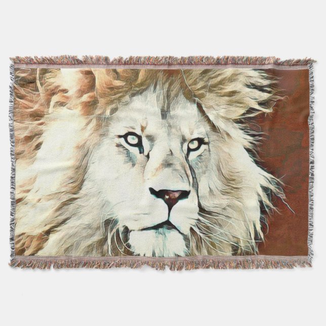 Couverture lion animal de couleur chaude (Devant)
