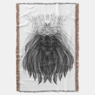 Couverture Lion noir avec couronne Antlers et monogramme