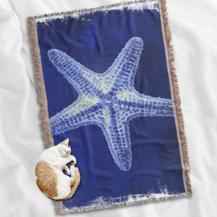 Couverture littoral chic plage rustique nautique bleu étoile