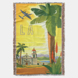 Couverture Los Angeles vintage, Californie Mission avec palmi