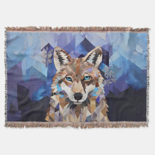 Couverture Loup Géométrique Montagne