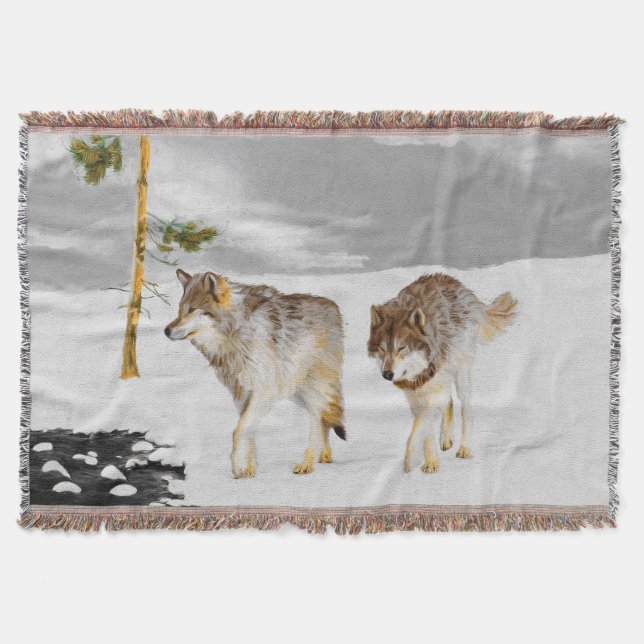 Couverture Loups en peinture sur neige - Art original de la f (Devant)