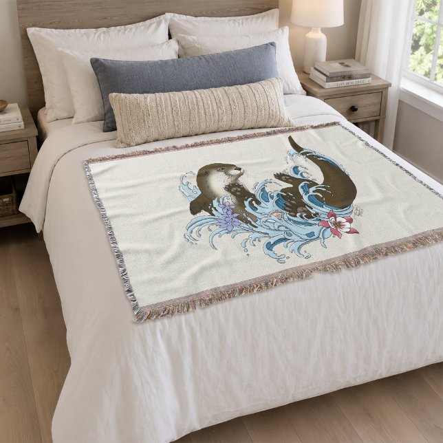 Couverture Loutre de rivière fantaisiste bleue ludique éclabo (Créateur téléchargé)