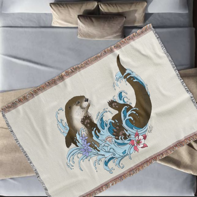 Couverture Loutre de rivière fantaisiste bleue ludique éclabo (Créateur téléchargé)