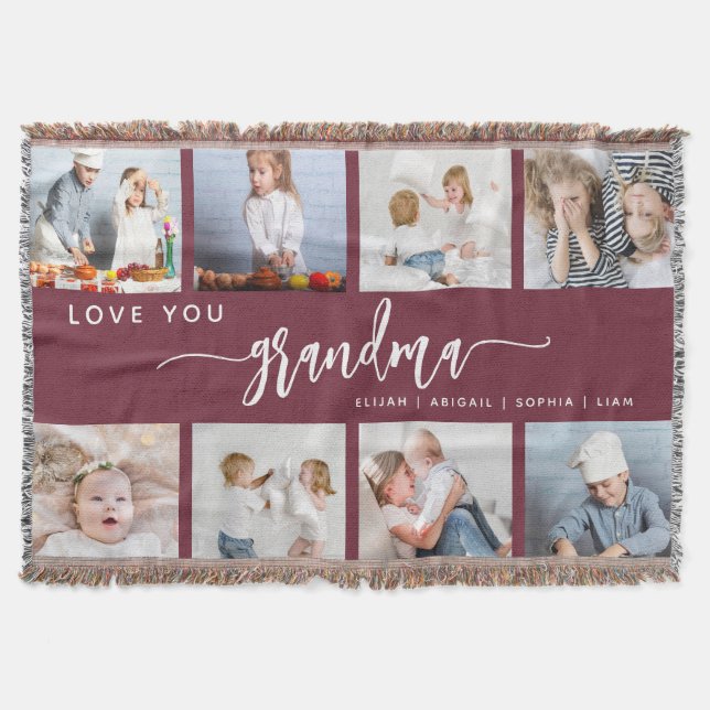Couverture Love You Grandma 8 Photo Collage Burgundy (Devant)