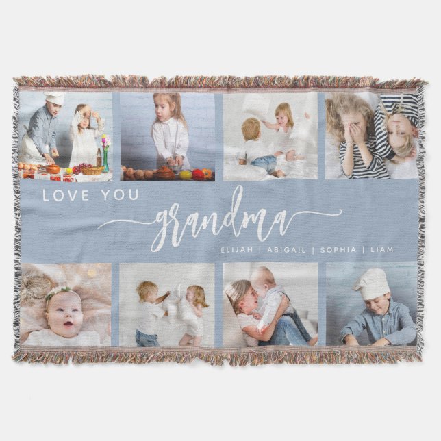 Couverture Love You Grandma 8 Photo Collage Dusty Blue (Devant)