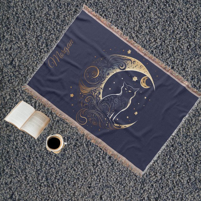 Couverture Lune de Chat Mystique - Cadeau Céleste Personnalis (Créateur téléchargé)