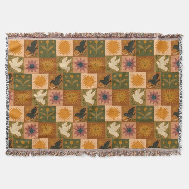 Couverture Lune de soleil céleste Boho Retro (Devant)