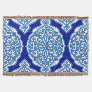 Couverture Luxe blanc-bleu, ornement turc.