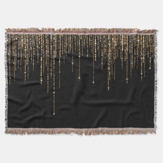 Couverture Luxe Chic Black Gold Fringe Parties scintillant ét (Devant)
