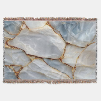 Couverture Luxury White Blue Marble & Gold Veins Agate Stone
