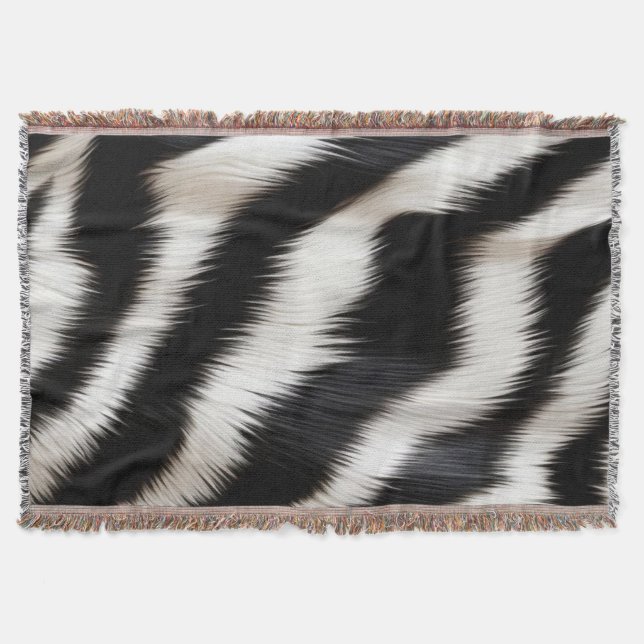 Couverture Luxury Zebra Print Elegant Black & White Faux Fur  (Devant)