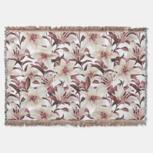 Couverture Lys sur blanc. Modèle floral