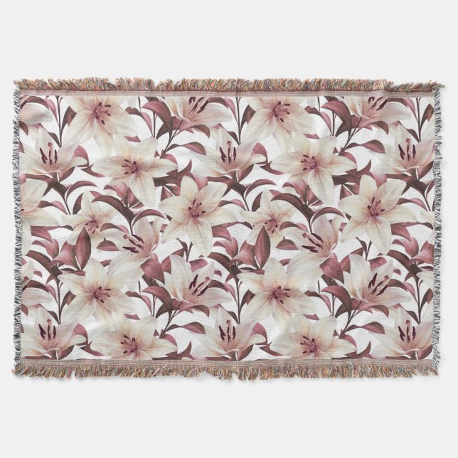 Couverture Lys sur blanc. Modèle floral (Devant)