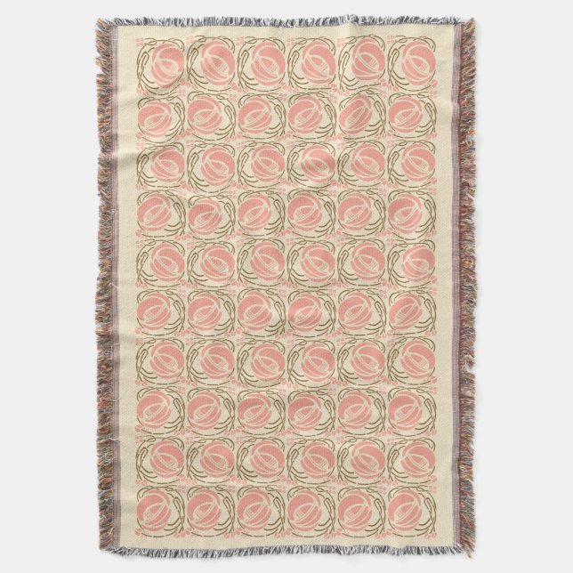 Couverture Mackintosh Rose Motif en rose et Brown (devant Vertical)