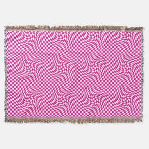 Couverture Magenta rose & blanc déformé Chic À damiers Motif