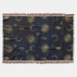 Couverture Magic Gold Moon Sun Stars Dark Blue motif