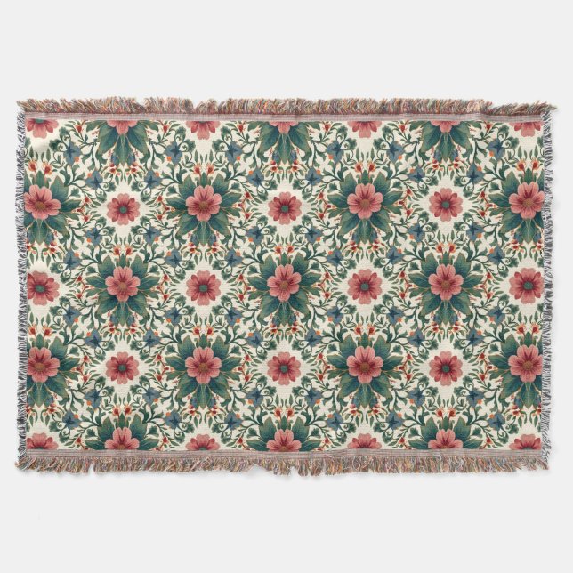 Couverture Magie des fleurs boho - dans des nuances de vert e (Devant)