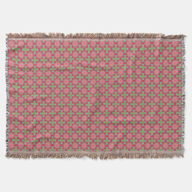 Couverture Magnifique floral rose chaud et vert (Devant)