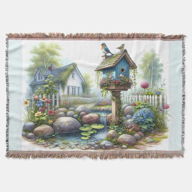 Couverture Maisoncampagne Maisonnette Oiseaux Aquarelle Jardi (Devant)