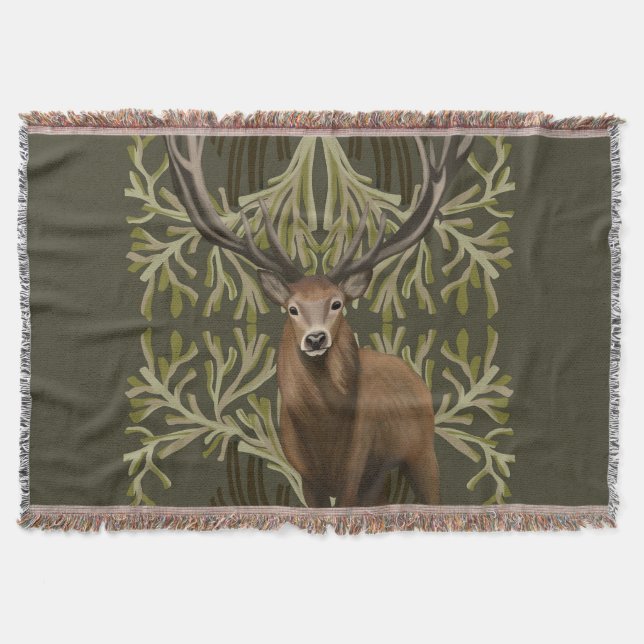 Couverture Majestic Stag Abstraite Green Forest (Devant)