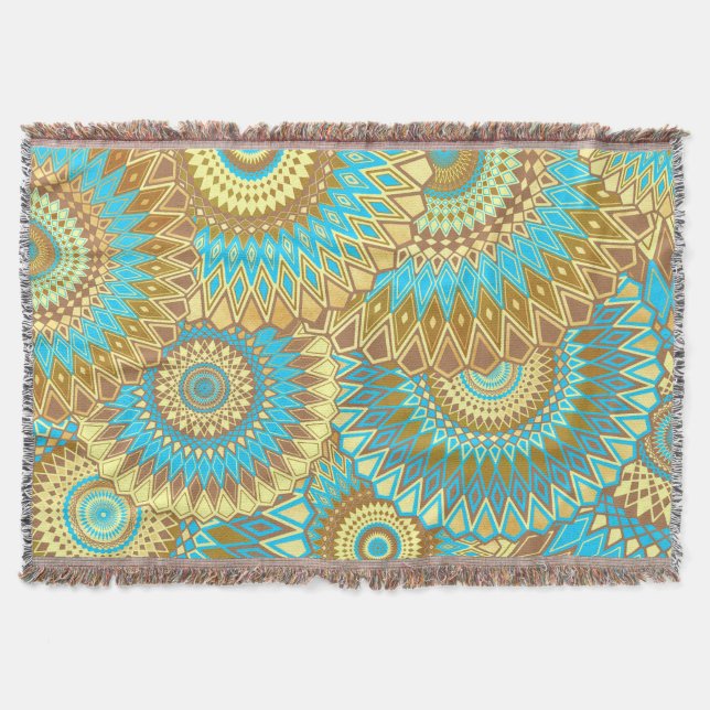 Couverture Mandala coloré sur fond bleu (Devant)