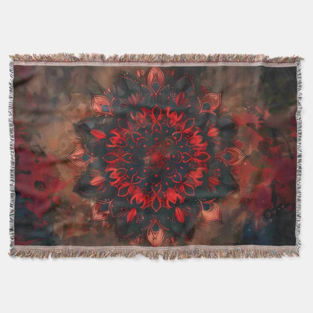 Couverture Mandala foncé - Cadeau gothique Boho (Devant)