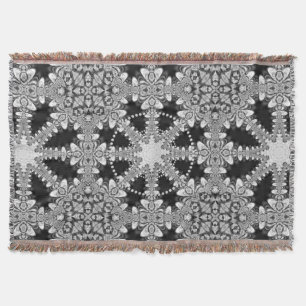 Couverture Mandala Géométrique Arabesque Argent + 