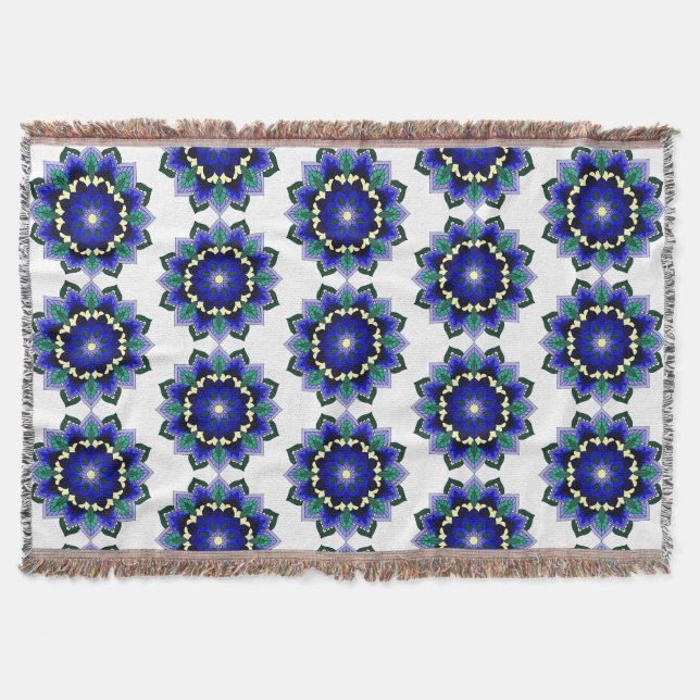 Couverture Mandala Motif 02 en bleu foncé (Devant)