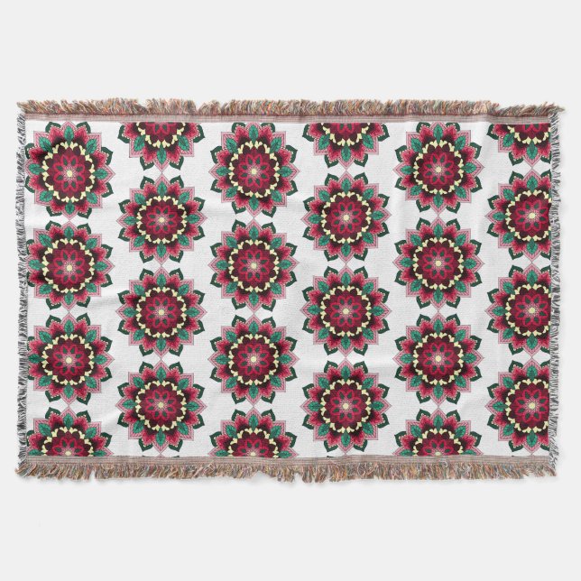 Couverture Mandala Motif 02 en rose profond (Devant)