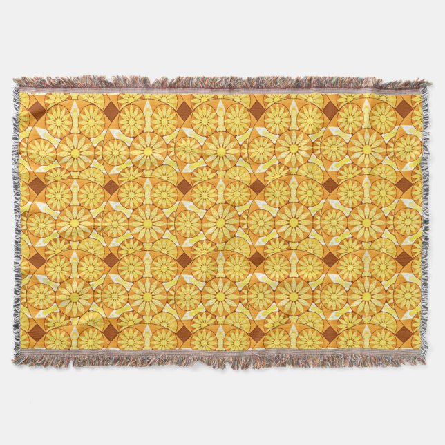 Couverture Mandala motif, jaune, or et brun (Devant)