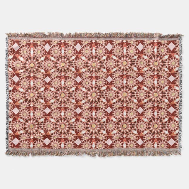 Couverture Mandala motif, marron, rouille, bronzage, beige (Devant)