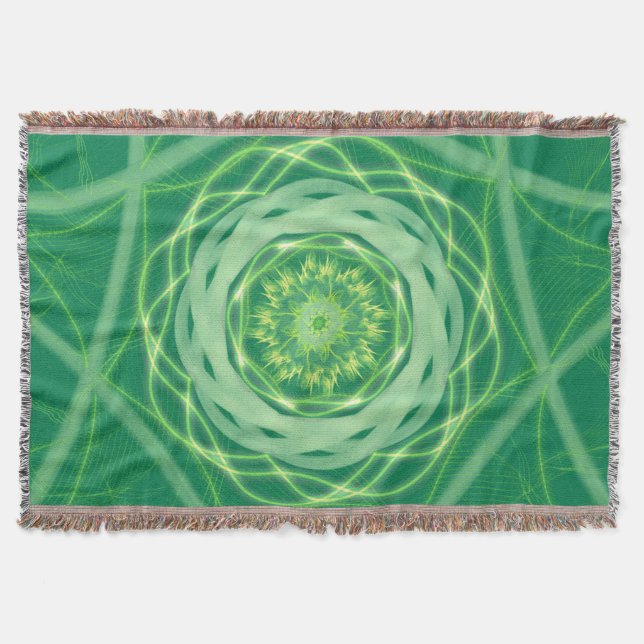 Couverture Mandala Spirographe Vert Radieux (Devant)