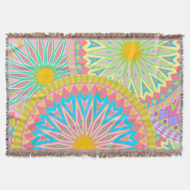 Couverture Mandala superposé rose bleu jaune menthe violet (Devant)