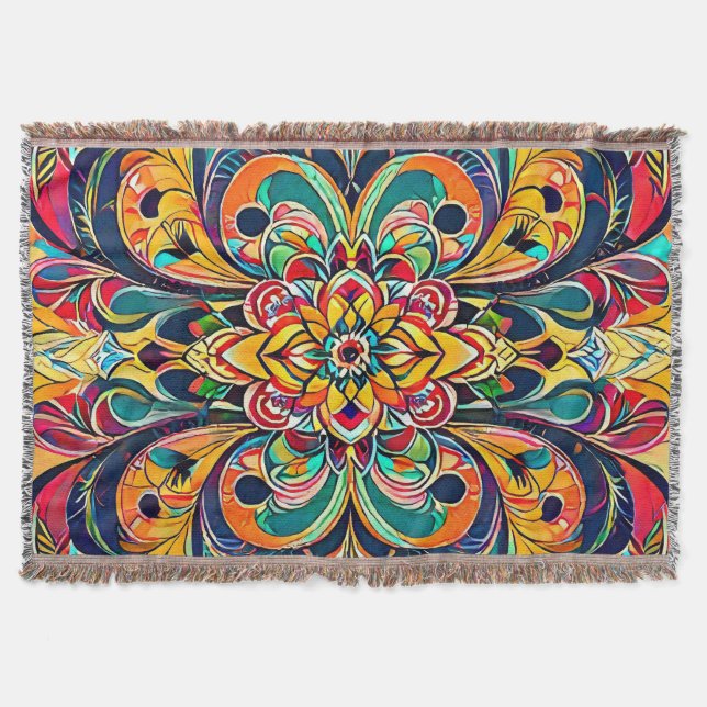 Couverture Mandala Symphonie des couleurs – Floral psychédéli (Devant)