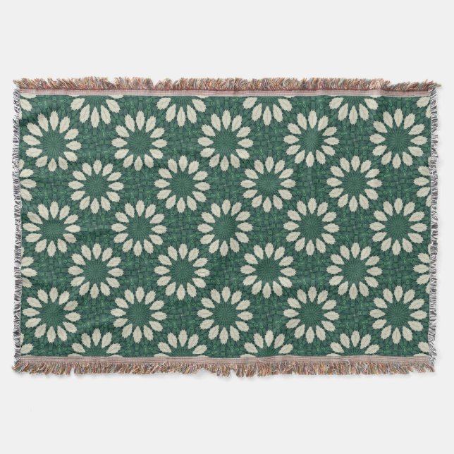 Couverture Mandala tropical vert et feuille argentée de Sacra (Devant)
