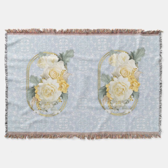 Couverture Mandalas bleu clair, rose et blanc (Devant)