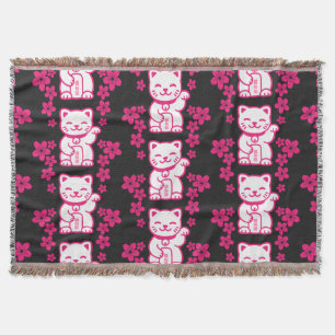 Couverture Maneki-neko japonais rose