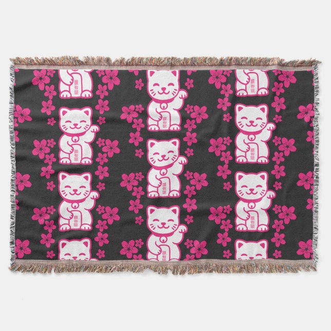 Couverture Maneki-neko japonais rose (Devant)