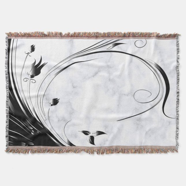 Couverture Marbre blanc, Graphique en fibre noire (Devant)