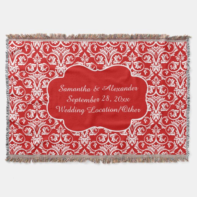 Couverture Mariage damassé personnalisé/rouge fait sur (Devant)