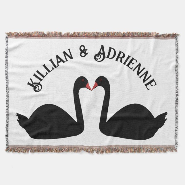 Couverture Mariage gothique Baiser Black Swans Personnalisé (Devant)